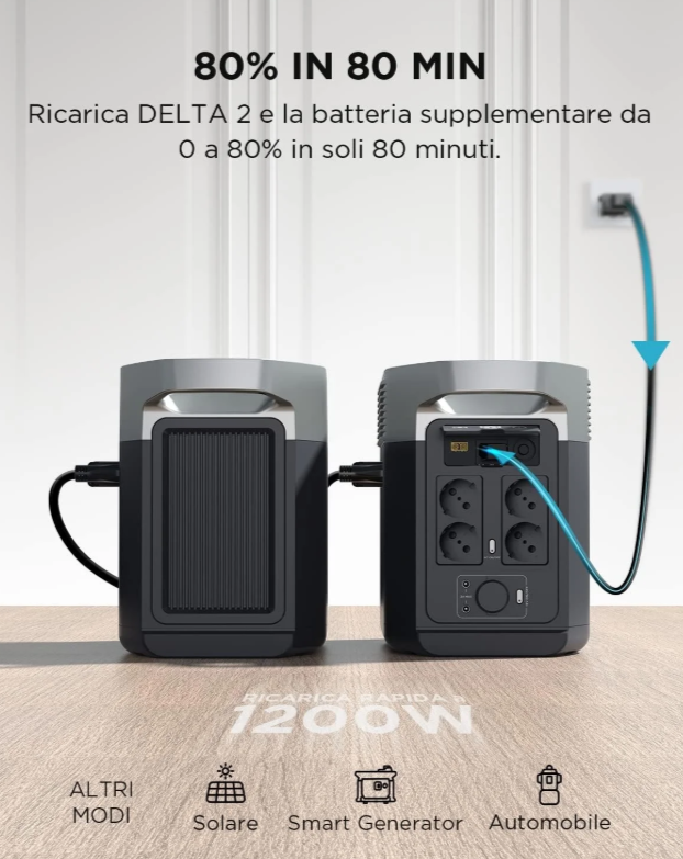 EcoFlow DELTA 2 Extra Battery, 1 kWh Extra Capacity for Home Emergency Power