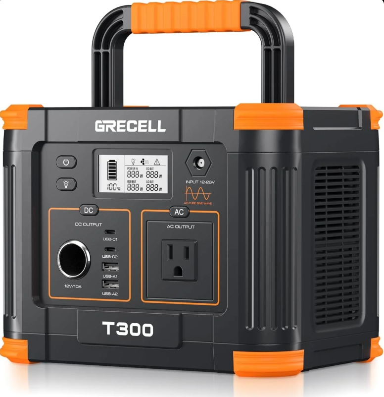 GRECELL 300W Portable Power Station, 230Wh LiFePO4 (LFP) Battery, 1.5 Hour Fast Charging, 2 AC Outlets up to 300W