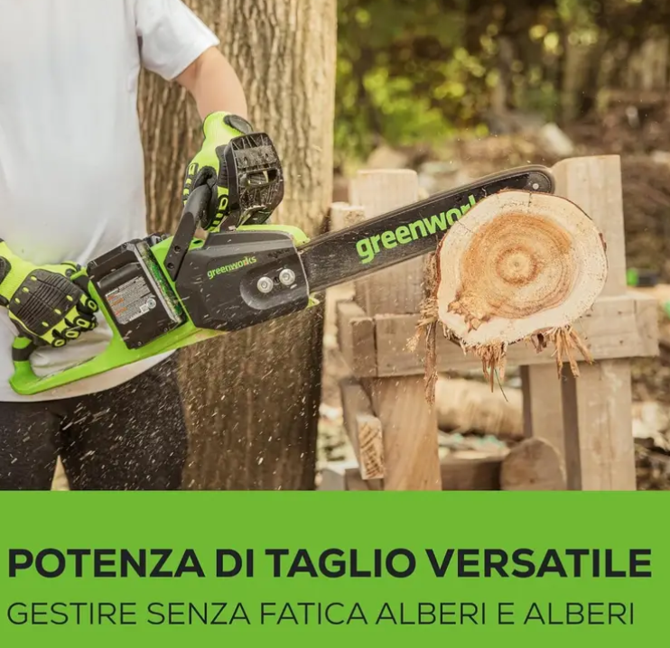 Greenworks 48V 35cm Brushless Cordless Chainsaw with Two 4Ah Batteries &Twin Charger