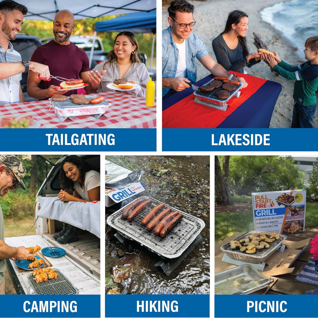 Pull Start Fire Grill Single Use Portable Disposable Charcoal BBQ With Pull Start Matchless Ignition