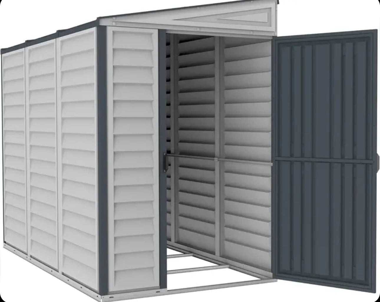 Duramax SideMate 4 x 8 PLUS Plastic Garden Shed with Metal Foundation Kit, Dark Grey