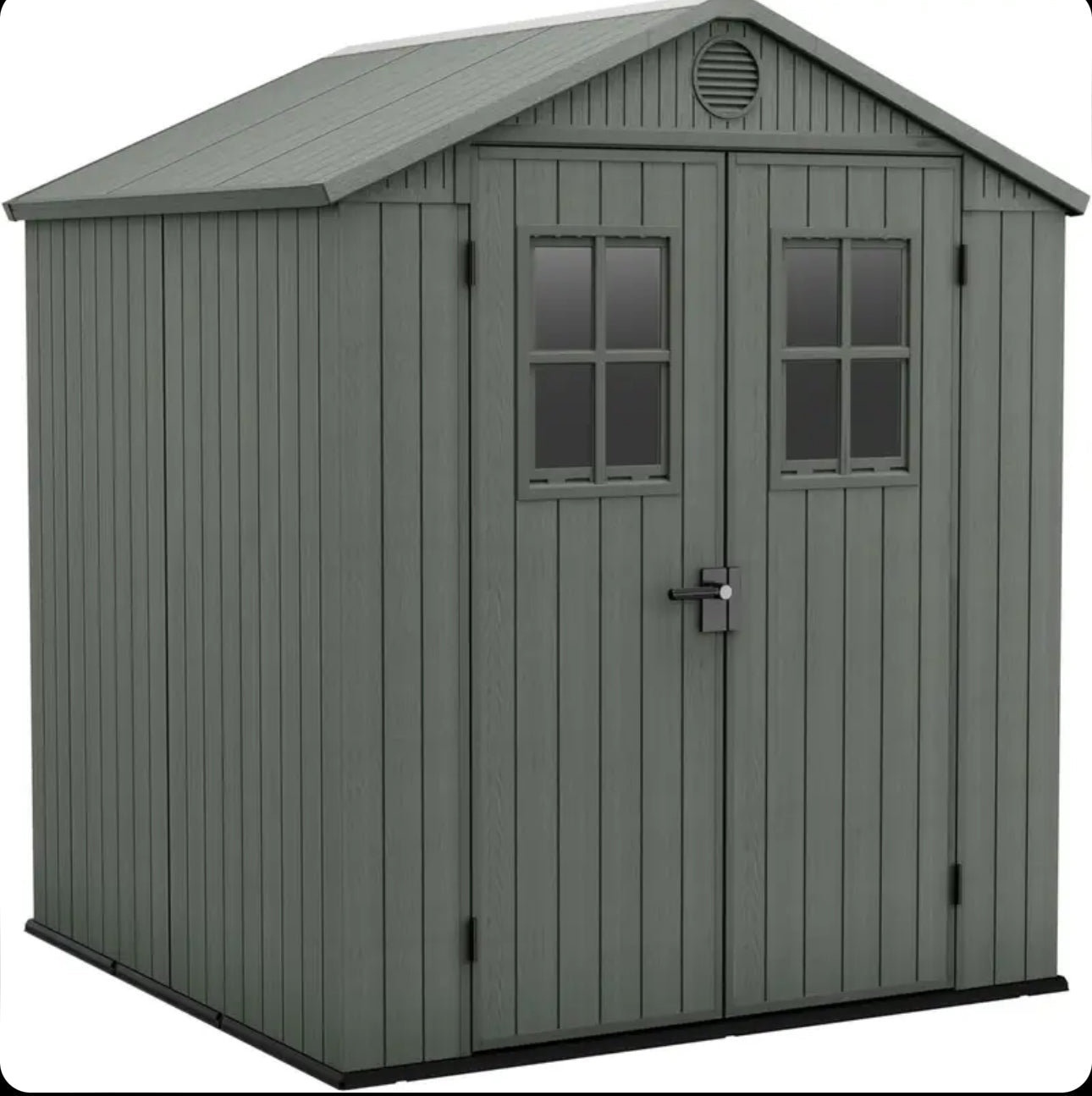Keter Darwin Garden Shed 6 x 6, Wood Effect Finish, Sage Green, 3.30 m², 190 x 183 x 221 H cm
