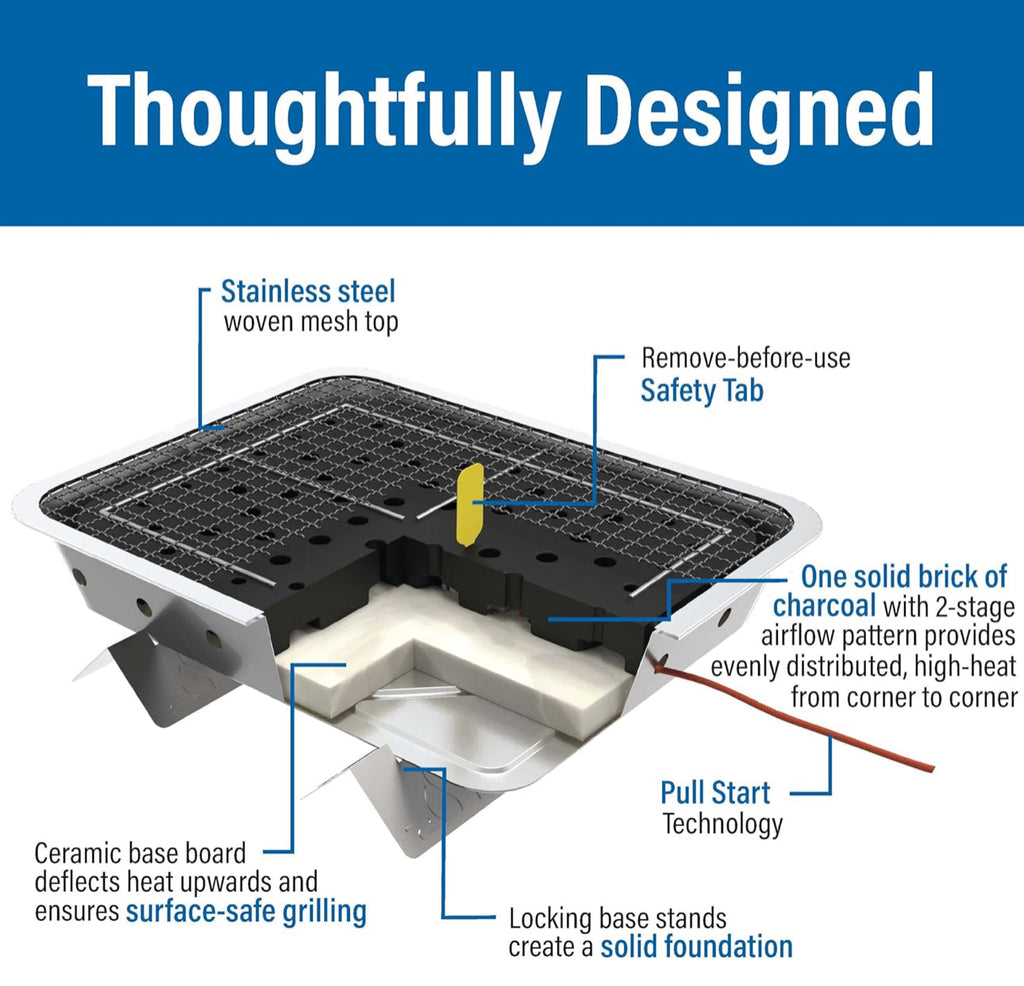Pull Start Fire Grill Single Use Portable Disposable Charcoal BBQ With Pull Start Matchless Ignition
