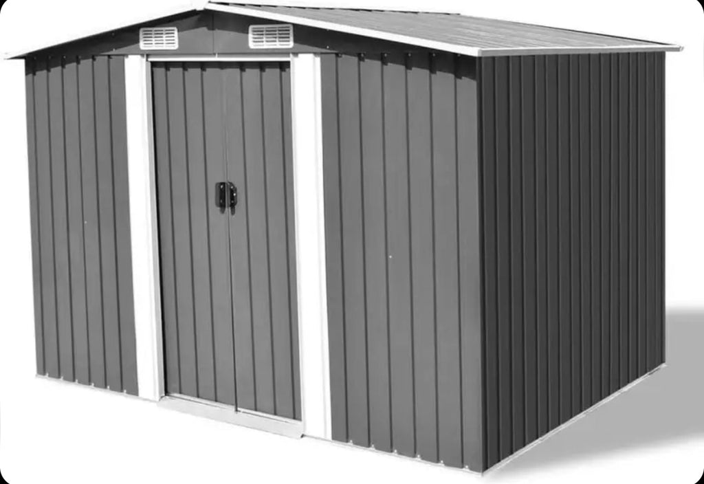 Grey metal garden shed 257x205x178 cm