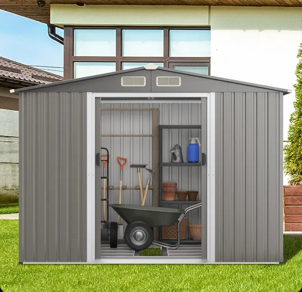 Garden Shed 260 x 207 x 181 cm Outdoor Sheds with 4 Shutters