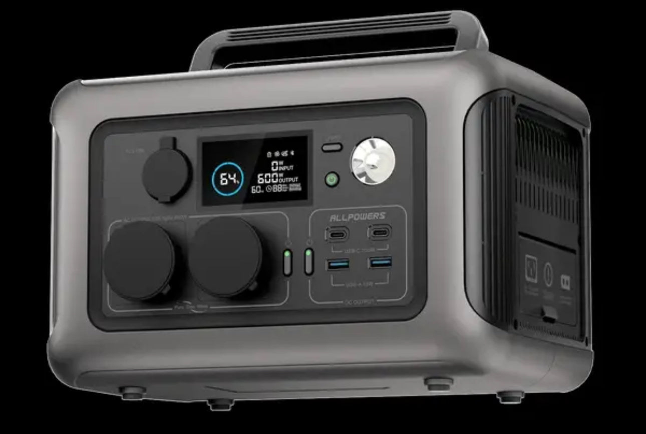 ALLPOWERS R600 Portable Power Station with LiFePO4 Cells | 299 Wh 600 W – Black