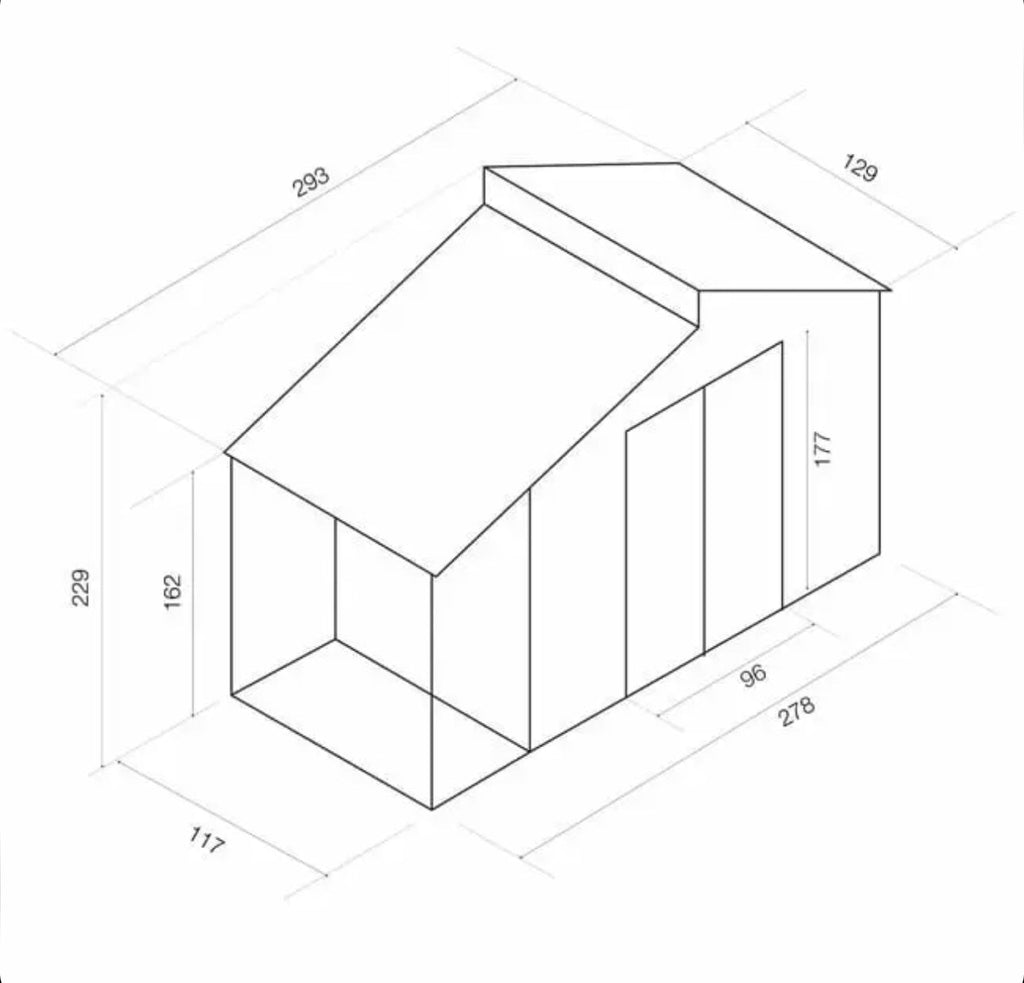 Gardiun Nottingham Metal Shed with Porch 3.78 m² Exterior 129x293x229 cm Galvanized Steel Anthracite Grey