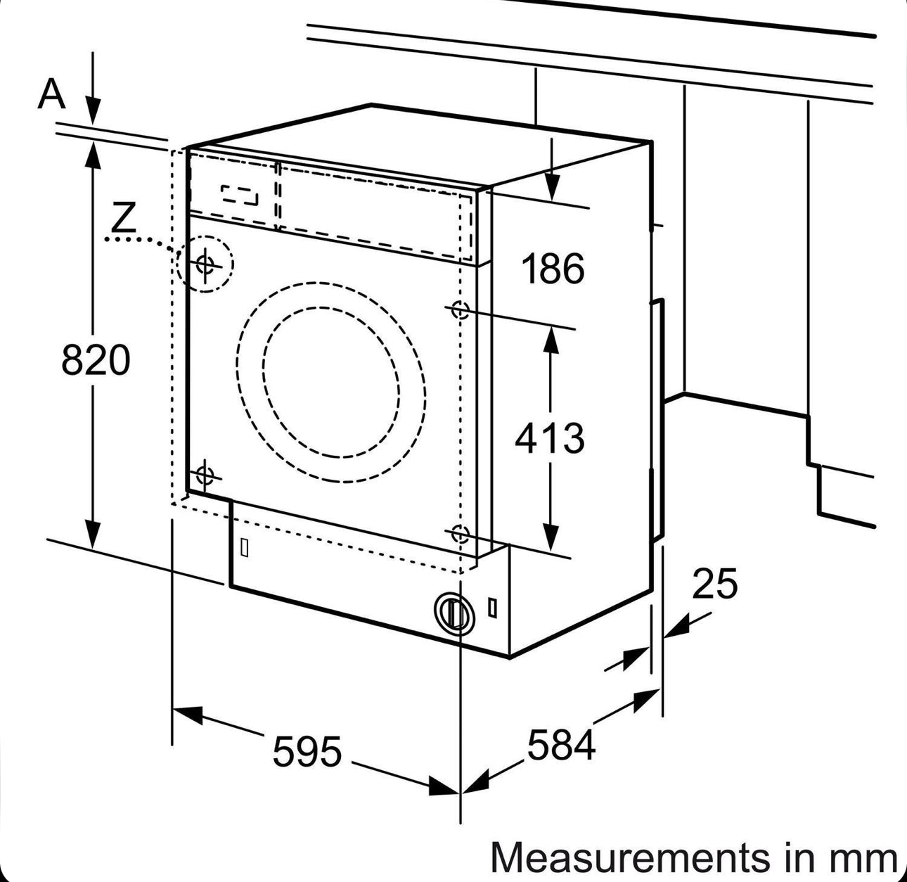 Bosch Series 4 Integrated Washer Dryer model 45cutop7u