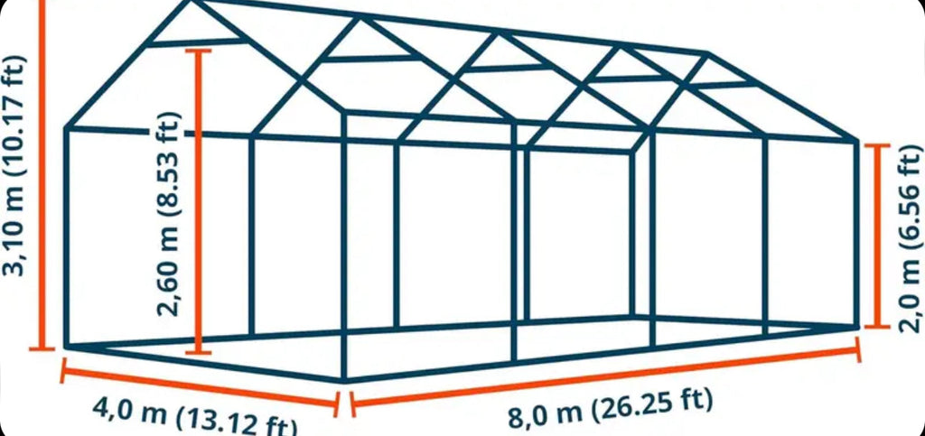 Carpasol – Toolport Storage tent 4×8 m PVC 750 n white shed tent perimeter frame and roof reinforcement