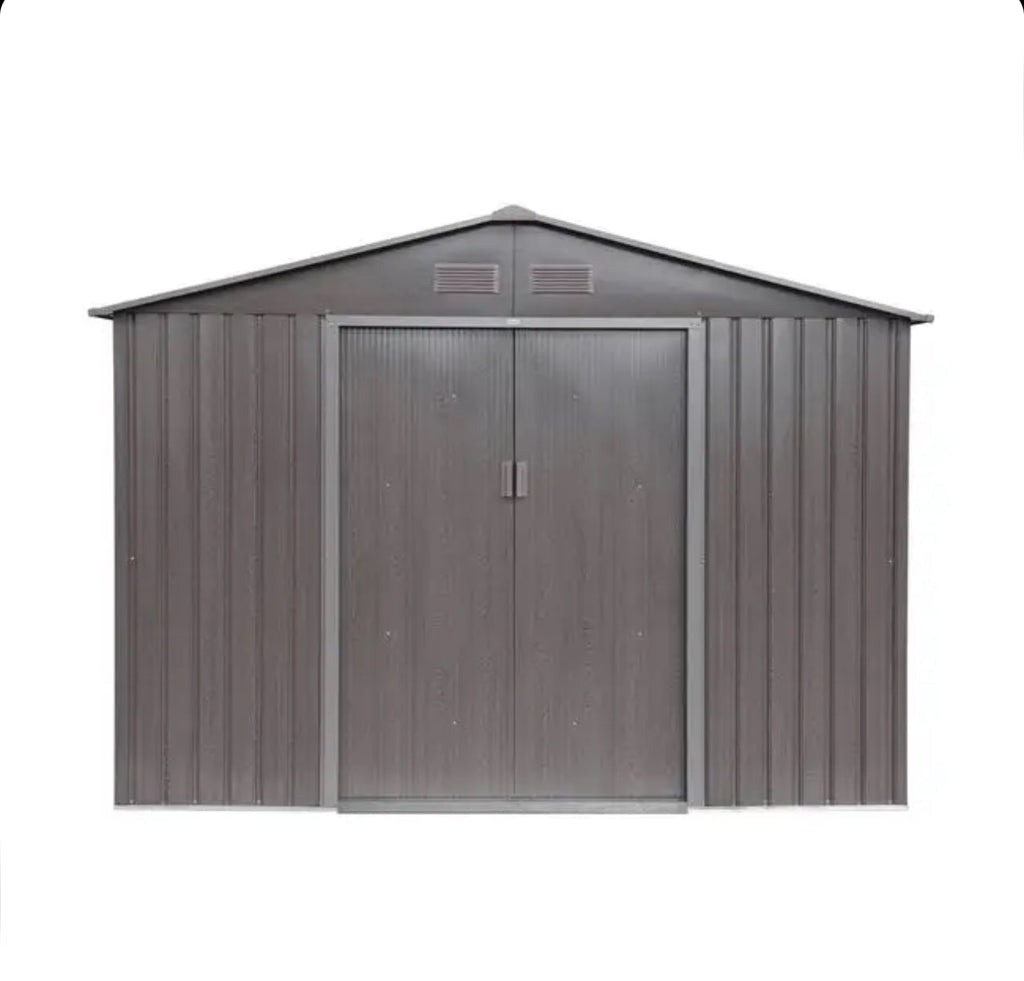 Metal garden shed with anchoring kit