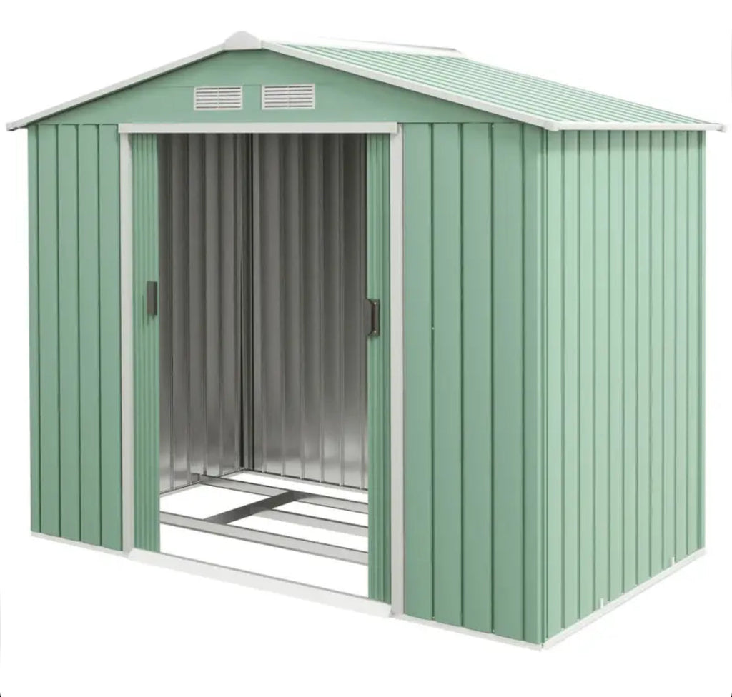 Outsunny 7ft x 4ft Lockable Garden Metal Storage Shed Large Patio Roofed Tool Storage Building Foundation Sheds Box