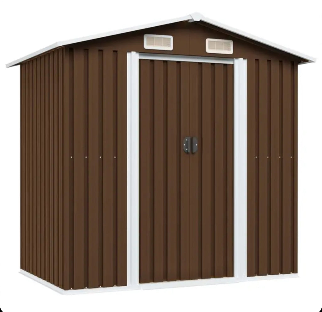 Brown steel garden shed 204x132x186 cm
