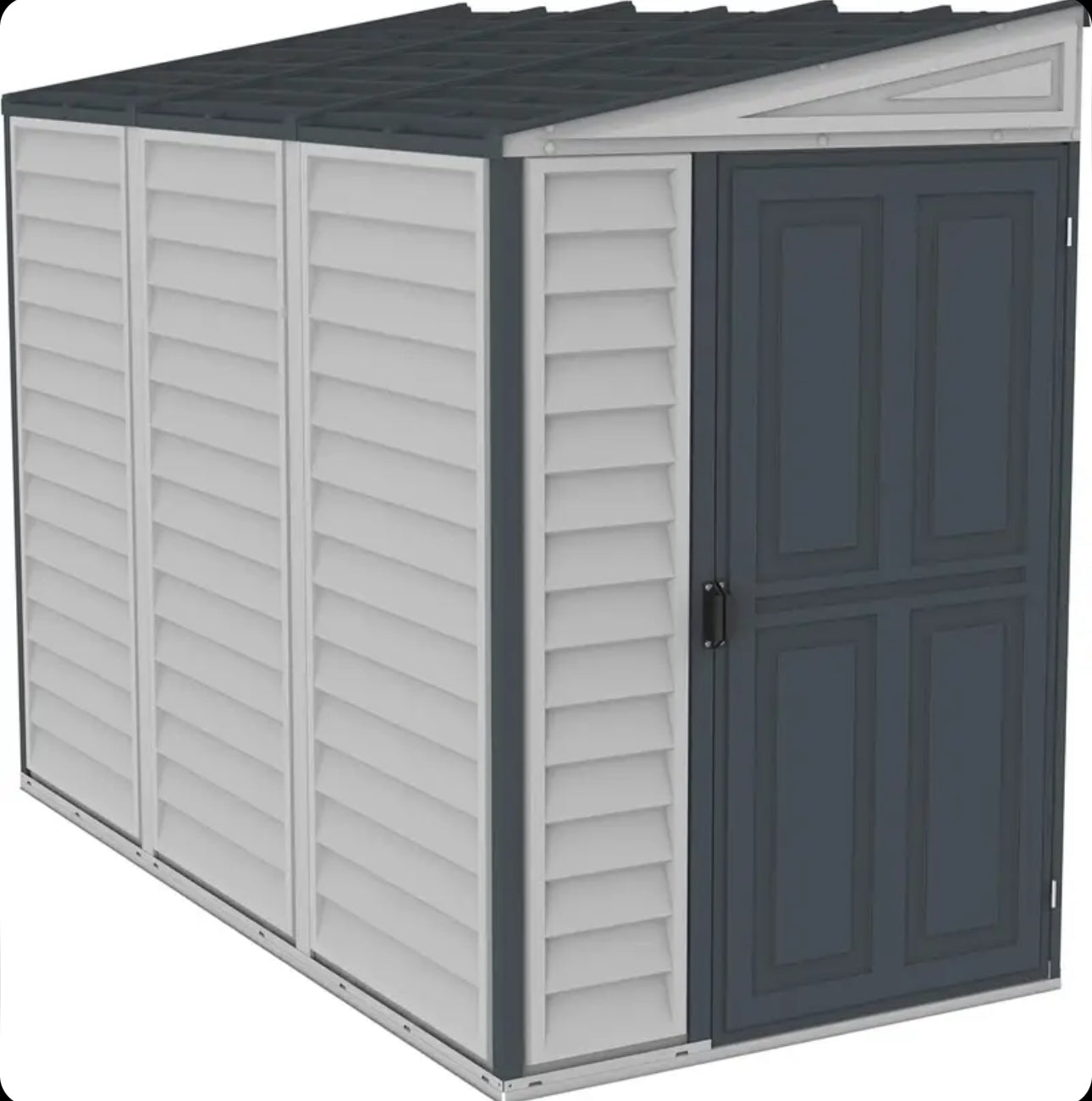 Duramax SideMate 4 x 8 PLUS Plastic Garden Shed with Metal Foundation Kit, Dark Grey