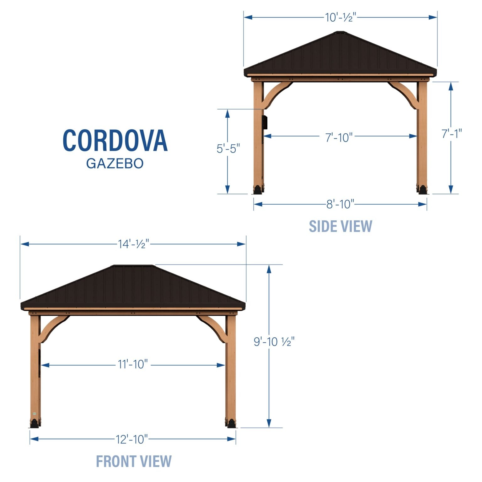 Cordova 14×10 Outdoor Gazebo with Steel Frame and Weather-Resistant Canopy