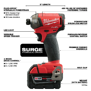 Milwaukee 2760-20 M18 FUEL SURGE 1/4" Hex Hydraulic Driver, Tool Only