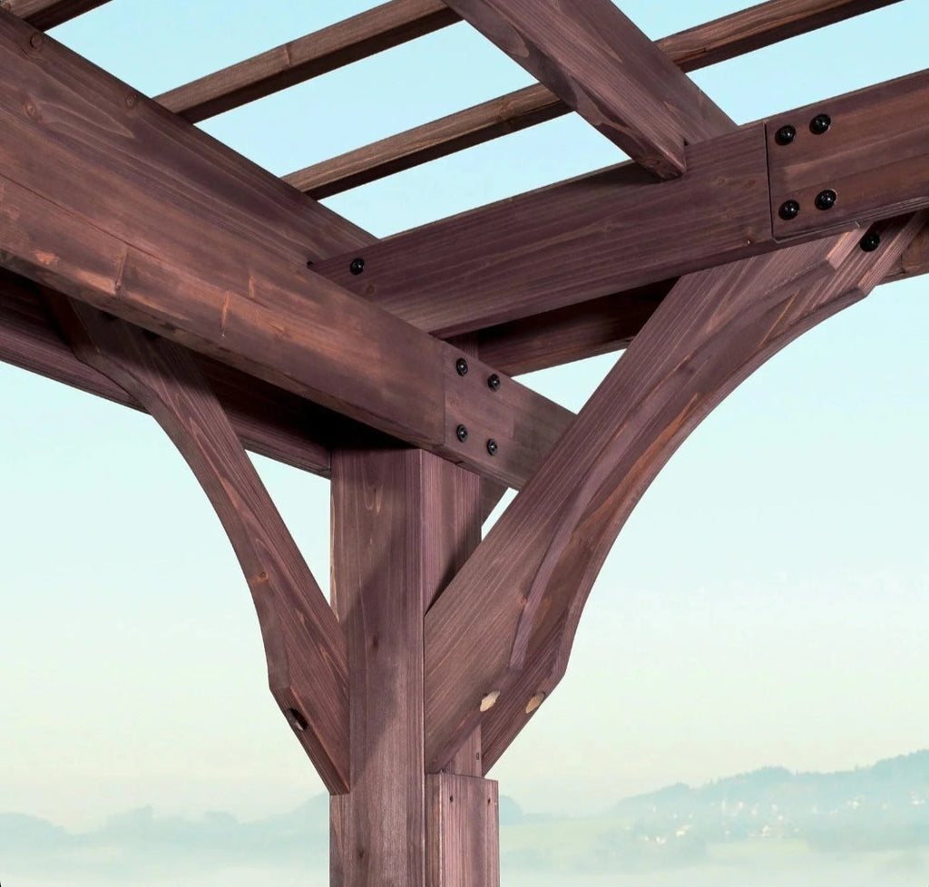 14×10 Somerville Pergola – Walnut Stain Gazebo